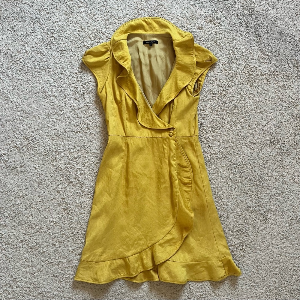 Mustard Yellow Gold Suede Nanette Lepore Absinthe Dress Size 2